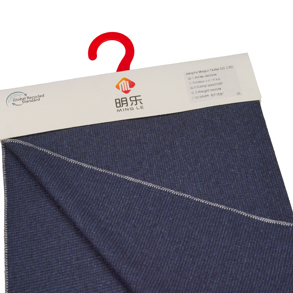 30 % Wolle, 60 % Polyester, 10 % andere Fasern, 560 g/m, Benzhiqing + Blaugrün, horizontal gestreifter Tweed-Stoff, ML-04231230