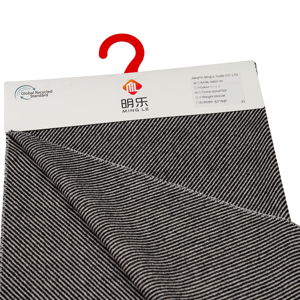 50 % Wolle, 40 % Polyester, 10 % andere Fasern, 680 g/m, Schwarz und Weiß, Twill-Melton-Stoff, ML-S0622-141