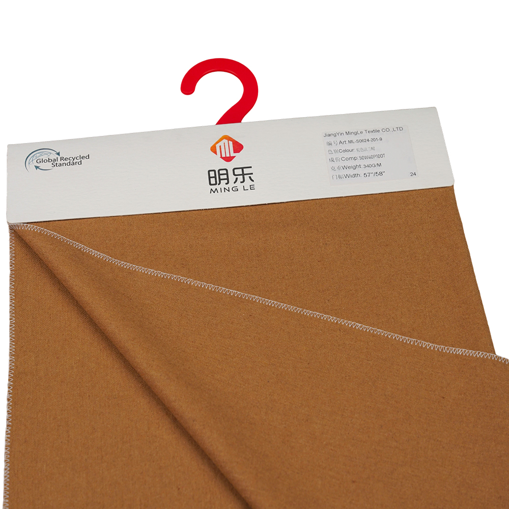 50 % Wolle, 40 % Polyester, 10 % andere Fasern, 340 g/m, Kamel, Flanellstoff, ML-S0624-201-9