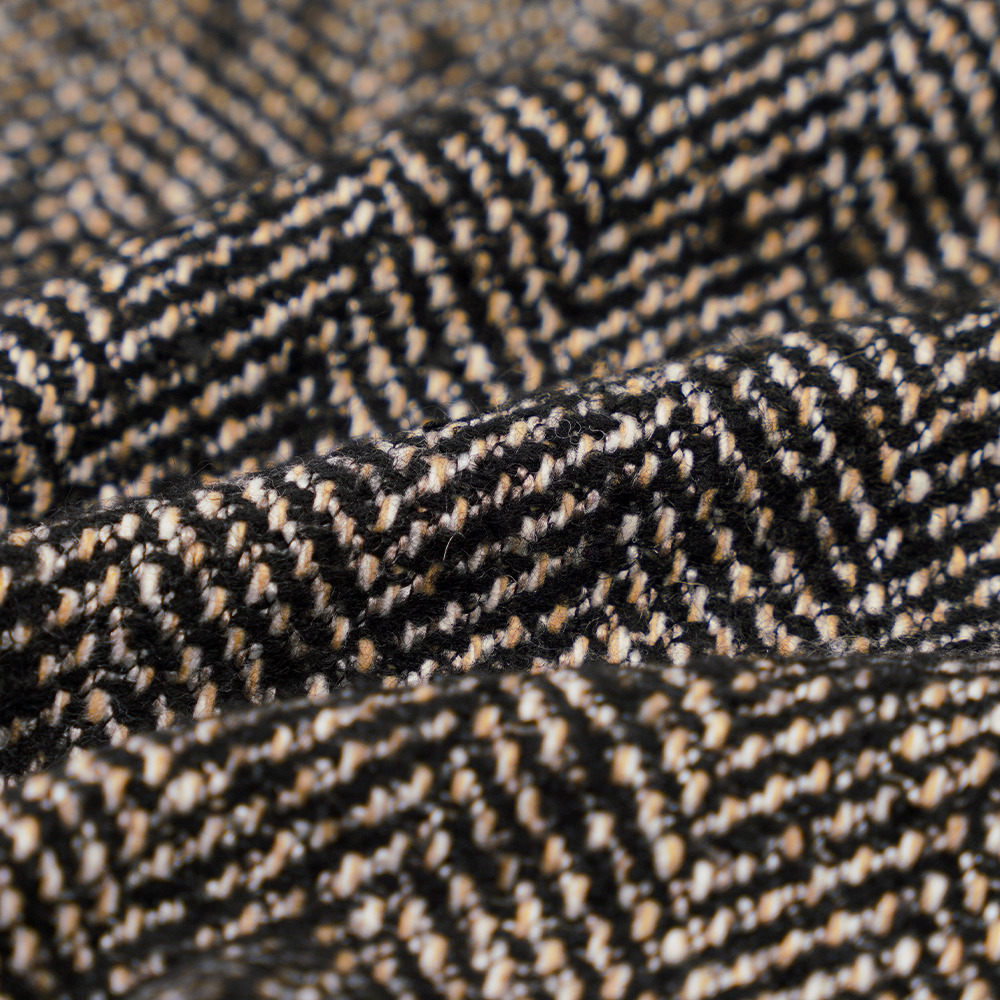 100 % andere, 600 g/m, schwarz, weiß und braun, feines Fischgrät-Tweed-Garn, ML-70230073-6491
