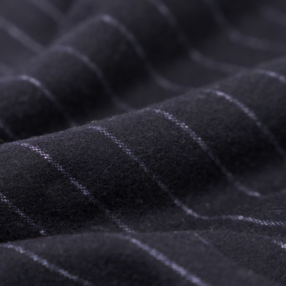 53 % Wolle, 47 % Polyester, 350 g/m, Zhiqing + Weiß, vertikal gestreifter Flanellstoff, ML-317245X-2