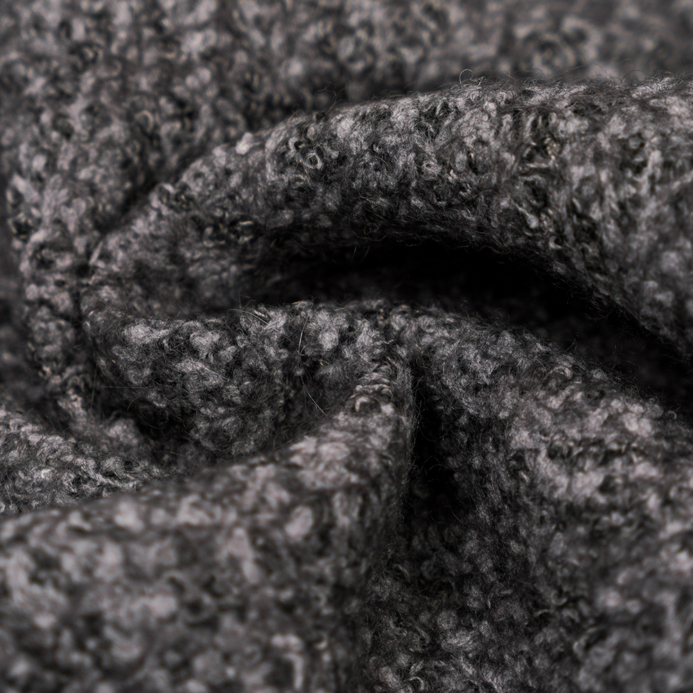 40 % Wolle, 60 % Polyester, 750 g/m, Schwarz und Grau, Bali-Strickwollstoff, ML-70165440-75